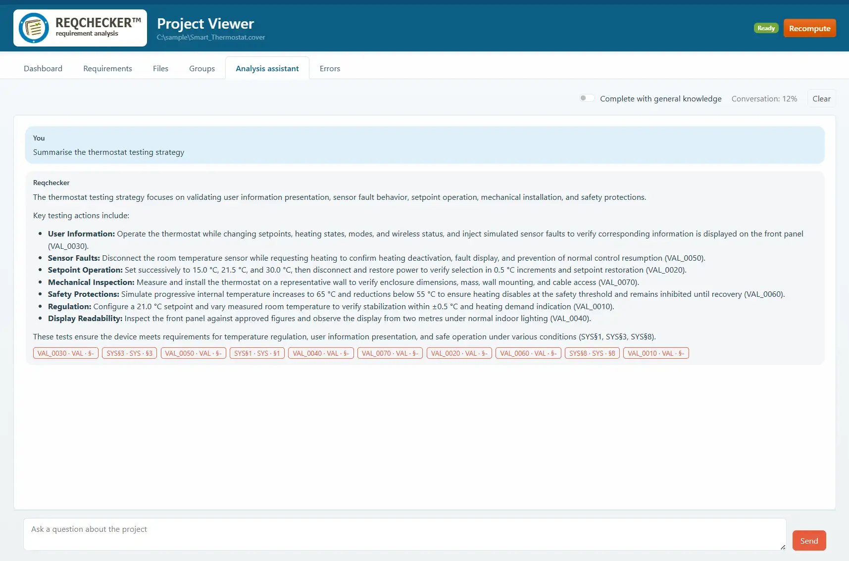 Project Viewer analysis assistant